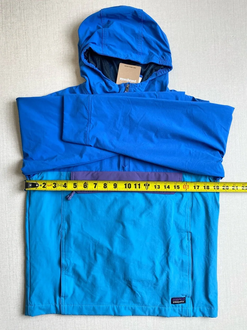 NWT Patagonia Kids Isthmus Anorak Hooded Jacket Blue Purple Size XL 14 40+ UPF
